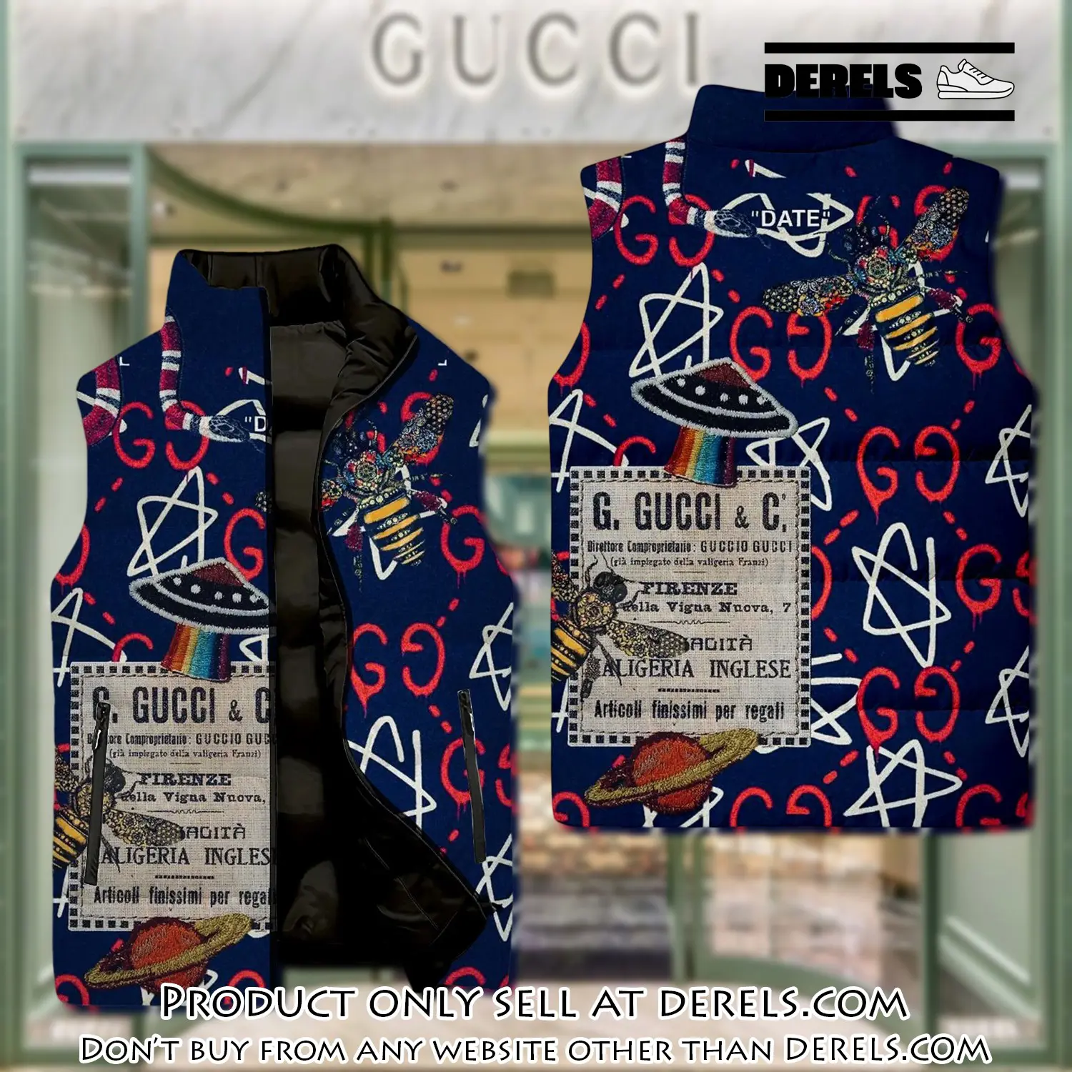 Gucci star luxury brand 3d sleeveless down jacket dr3049055